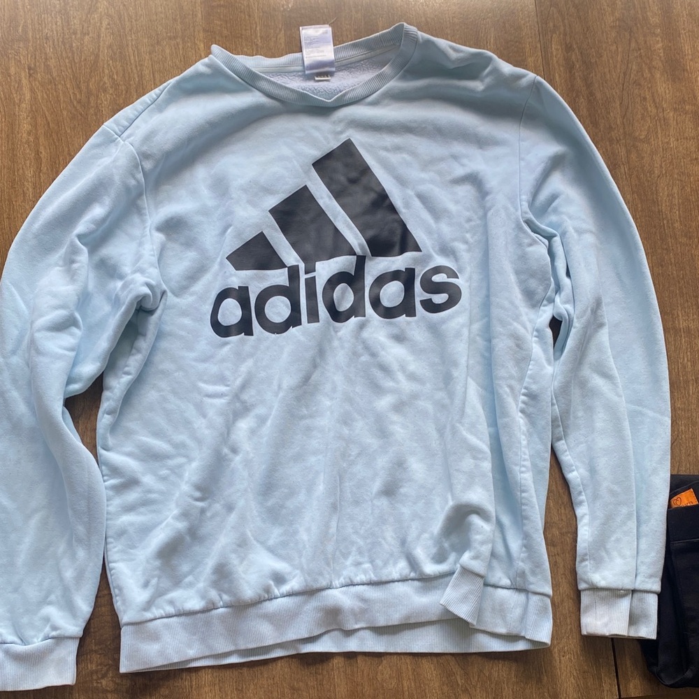 Adidas Men's Sky Blue Crewneck Sweater